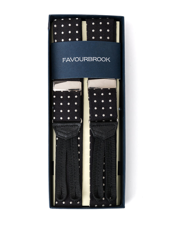 favourbrook Black Pickwick Silk Braces