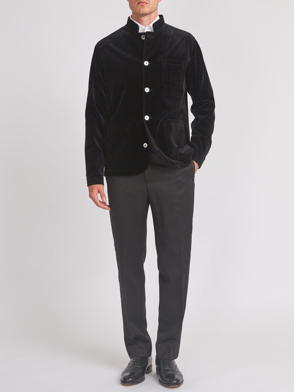 favourbrook Black Velvet Cotton Artist Jacket