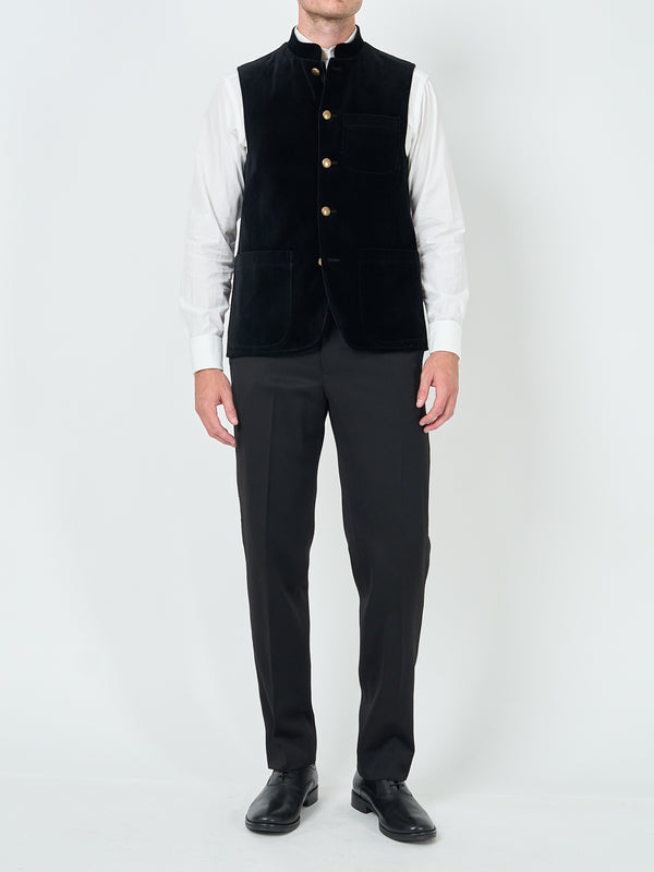 Favourbrook Black Velvet Cotton Wiltshire Gilet