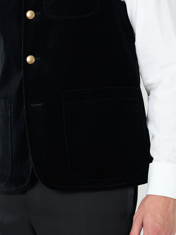Favourbrook Black Velvet Cotton Wiltshire Gilet