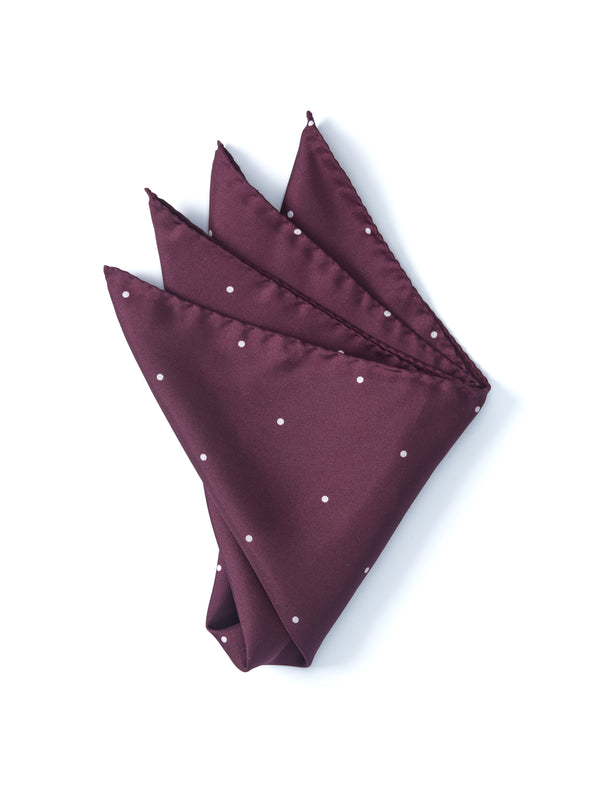 favourbrook Burgundy Spot Silk Pocket Square