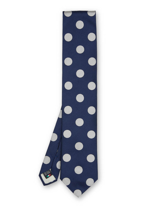 favourbrook Cambridge Spot Navy/Silver Silk Tie