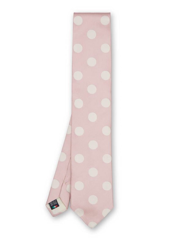 favourbrook Cambridge Spot Pink/Cream Silk Tie