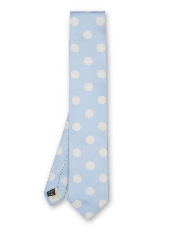 favourbrook Cambridge Spot Sky/Cream Silk Tie
