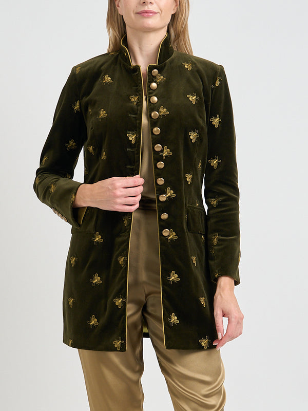 Favourbrook Camden Jacket Olive Bees Cotton Velvet