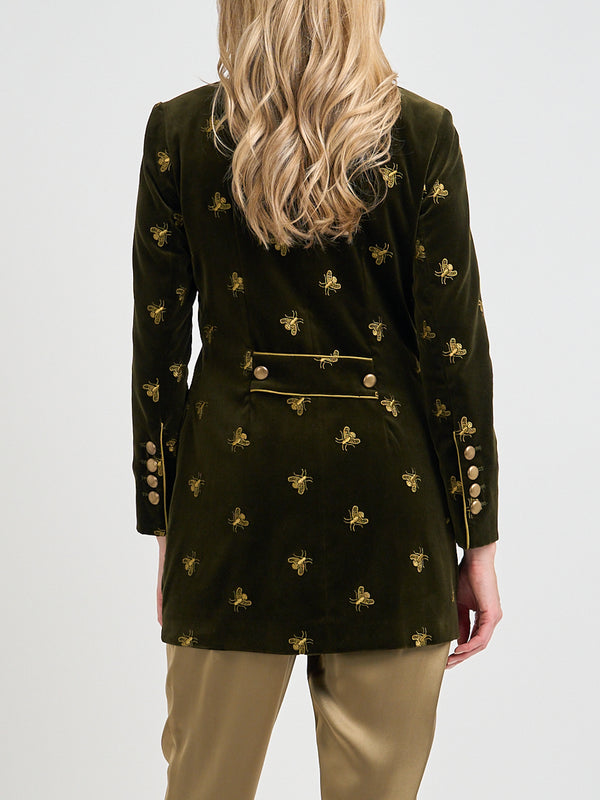 Favourbrook Camden Jacket Olive Bees Cotton Velvet