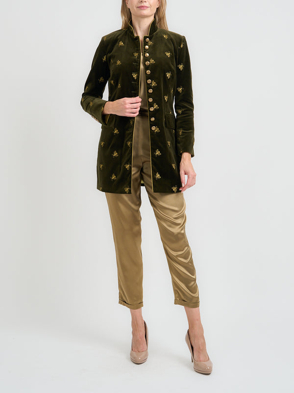 favourbrook Camden Jacket Olive Bees Cotton Velvet