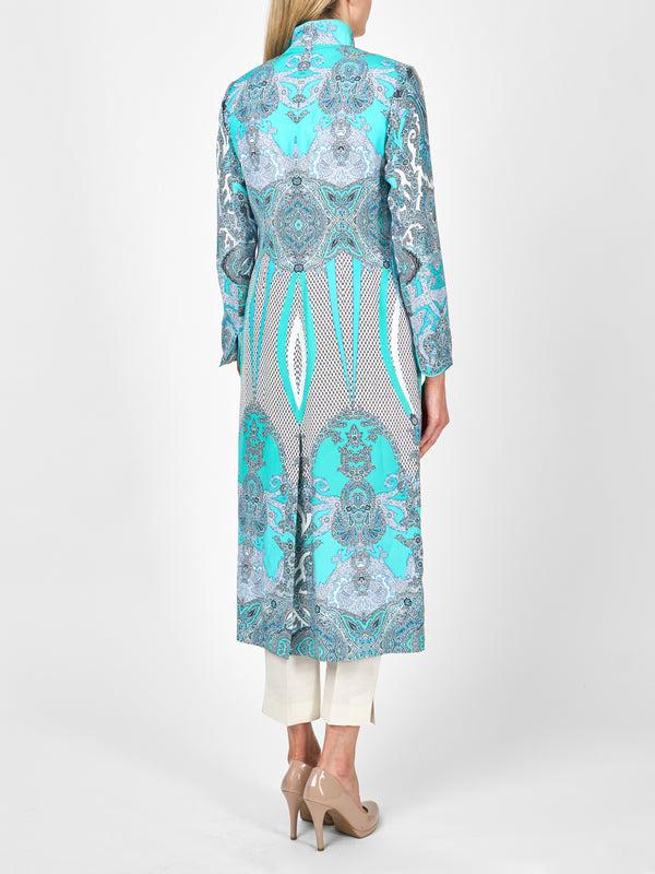 Favourbrook Carnaby Coat Aqua Rulaska Silk Satin