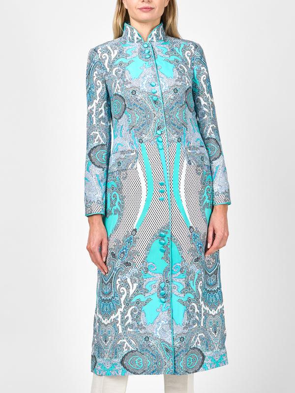 Favourbrook Carnaby Coat Aqua Rulaska Silk Satin