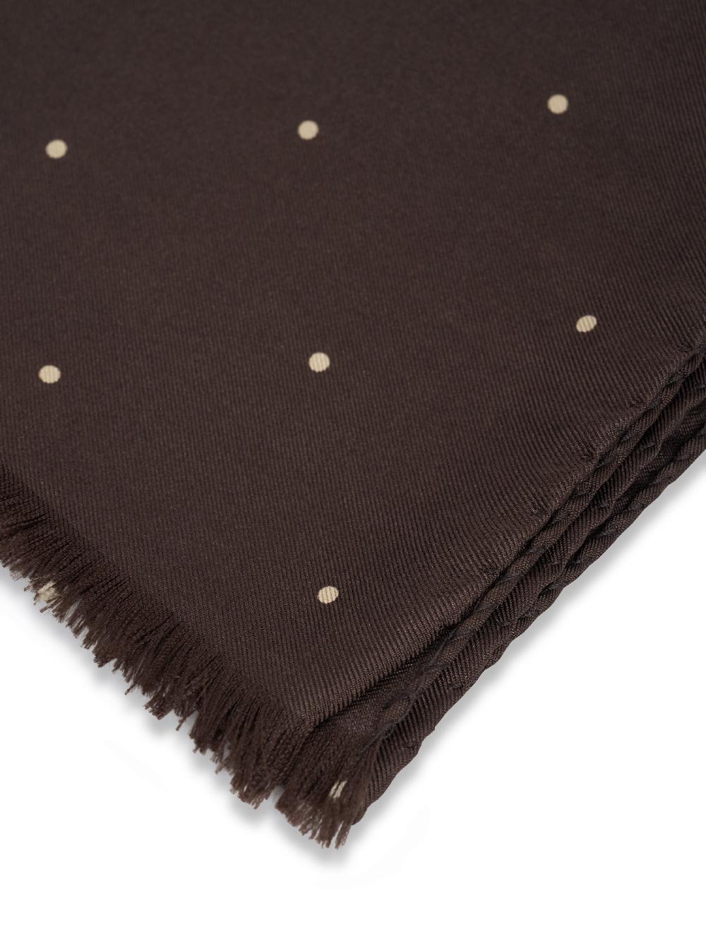 Favourbrook Chocolate Brown Spot Silk Scarf