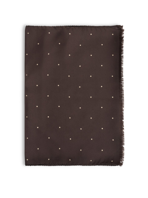 favourbrook Chocolate Brown Spot Silk Scarf