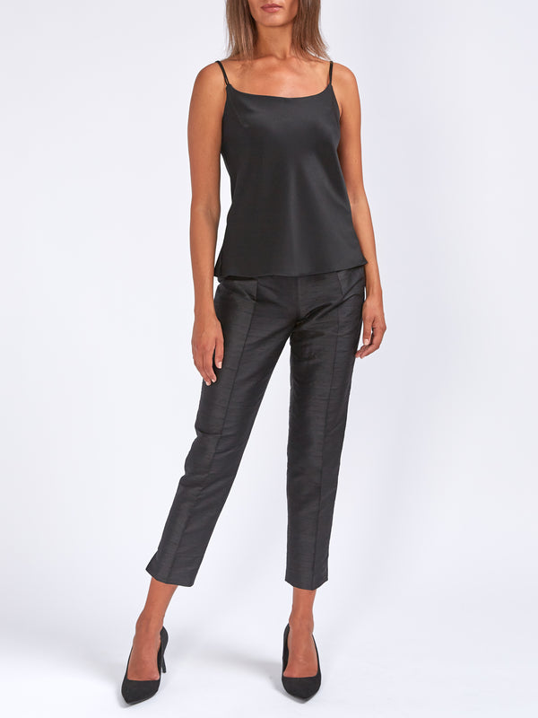 Favourbrook Cigarette Trousers Black Silk Douppion
