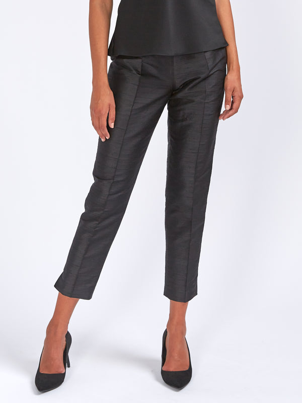 favourbrook Cigarette Trousers Black Silk Douppion