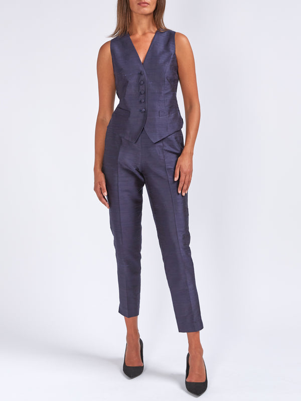 Favourbrook Cigarette Trousers Ink Silk Douppion