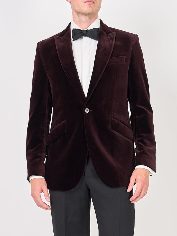 Favourbrook Claret Velvet Cotton Newport Jacket