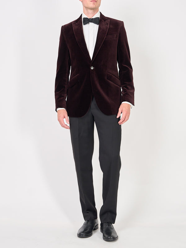 favourbrook Claret Velvet Cotton Newport Jacket
