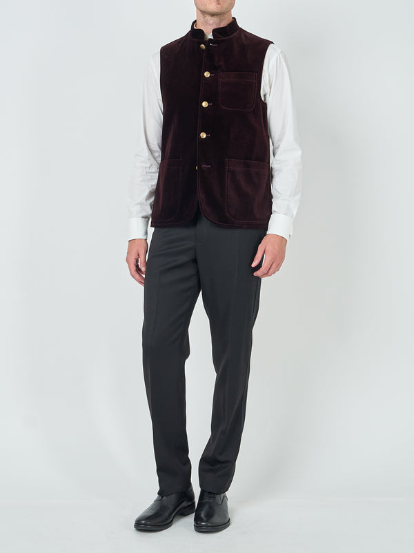 Favourbrook Claret Velvet Cotton Wiltshire Gilet