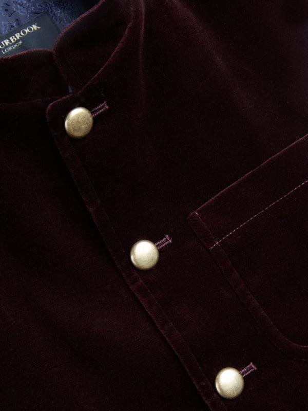 Favourbrook Claret Velvet Cotton Wiltshire Gilet