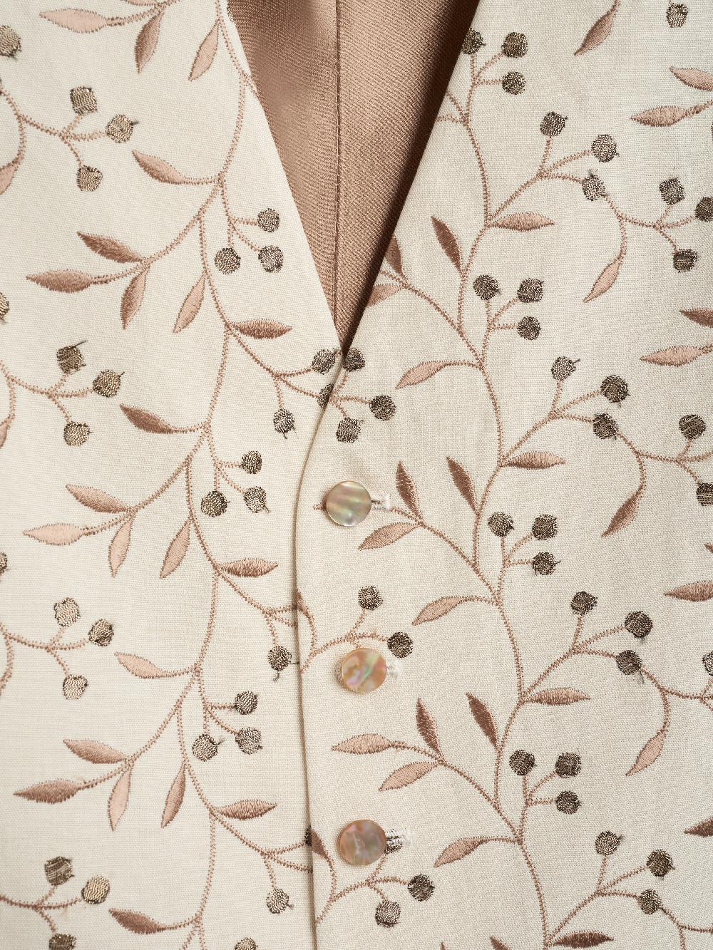 Favourbrook Cream/Gold Lurex Berries Waistcoat