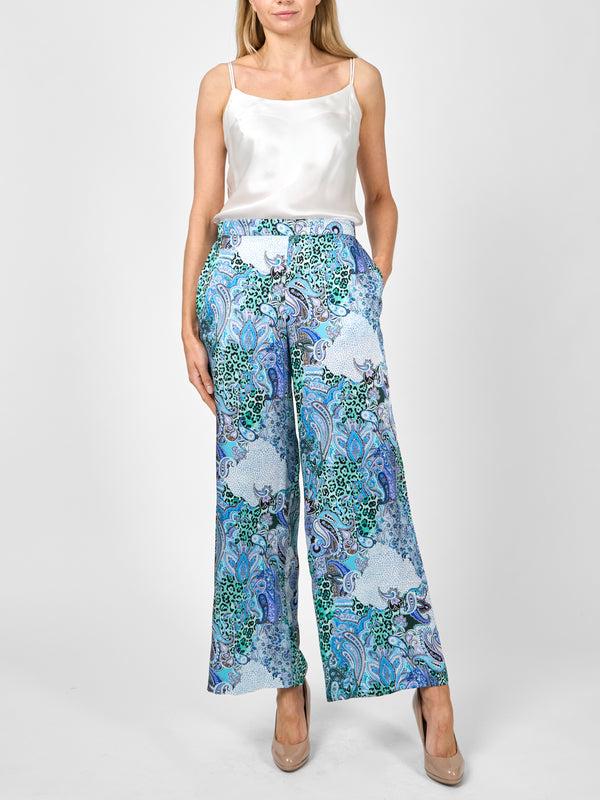 Favourbrook Cruise Trousers Blue Dharma Silk Satin