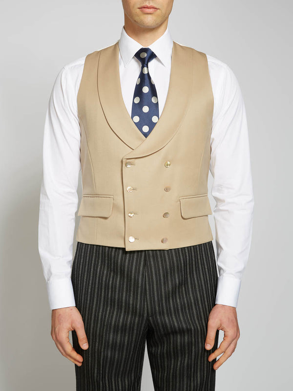 favourbrook Dukes Beige Double Breasted Waistcoat