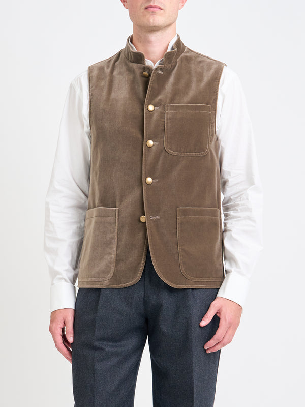 favourbrook Fawn Velvet Cotton Wiltshire Gilet