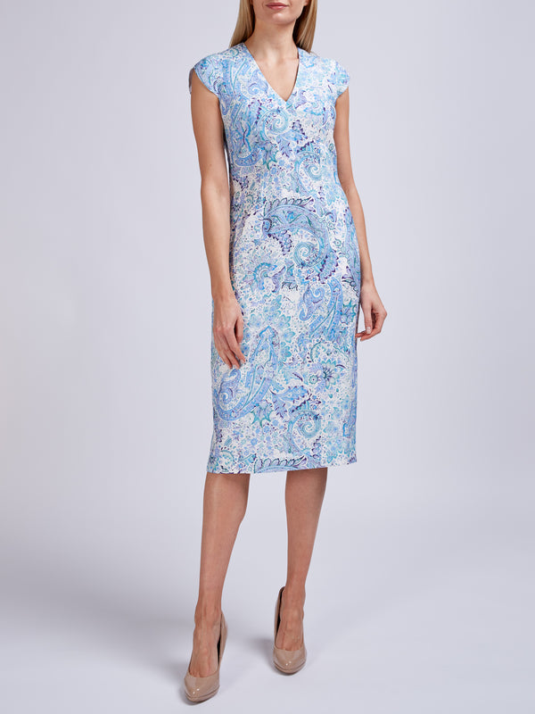 favourbrook Florence Dress Ivory Blue Safy Linen