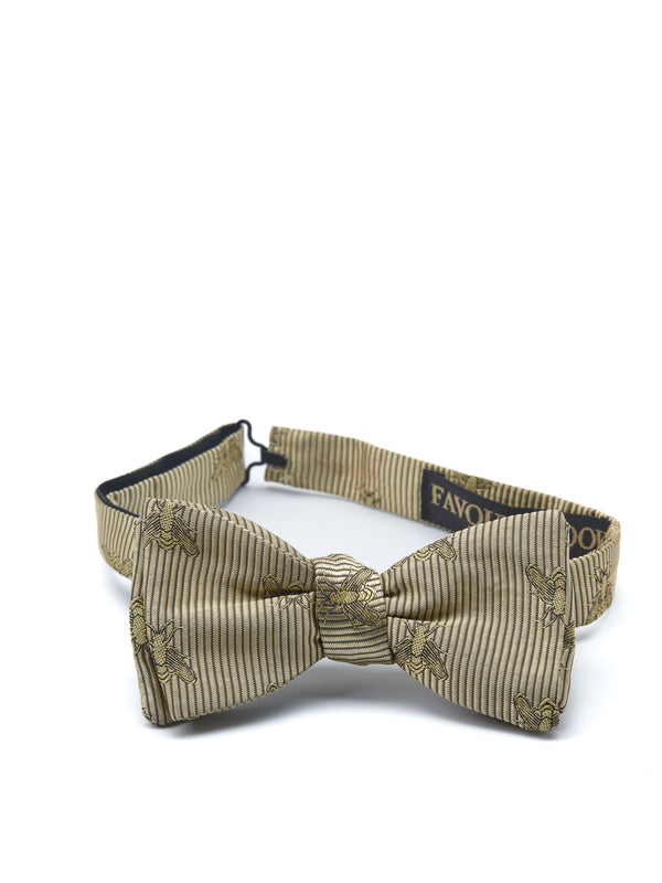 favourbrook Gold Bees Silk Bow Tie