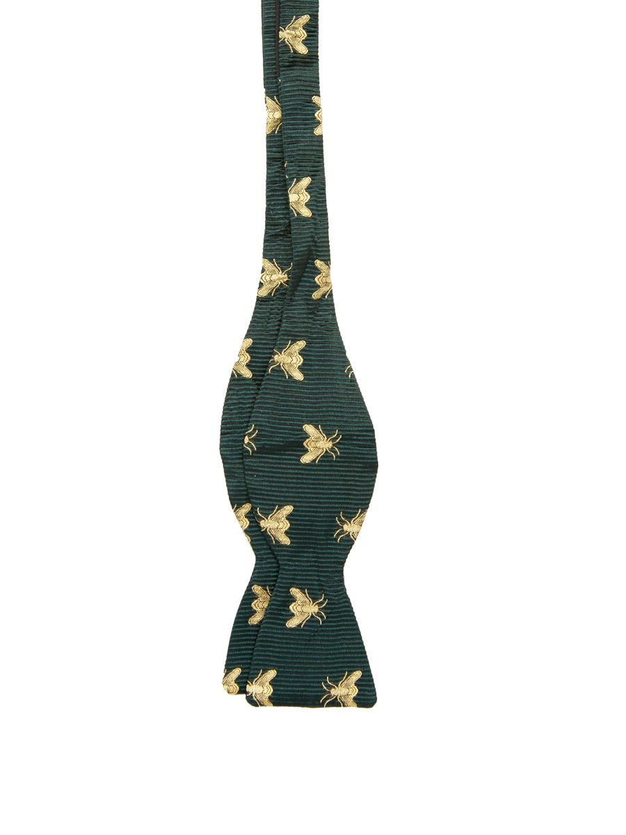 Favourbrook Green Gold Bees Silk Bow Tie