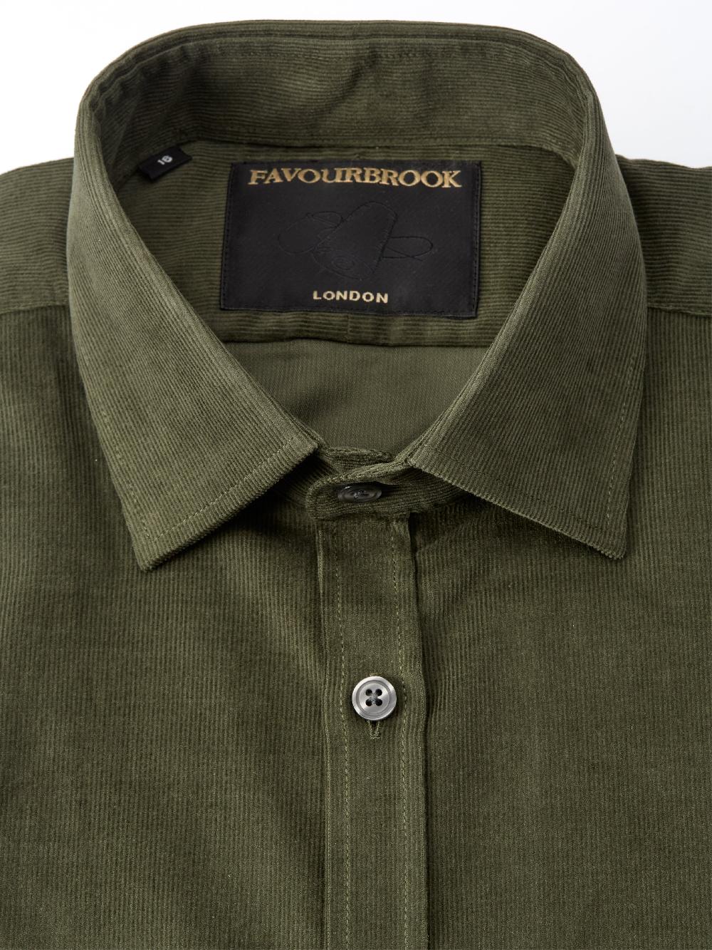 Favourbrook Green Mersey Cord Burlington Shirt