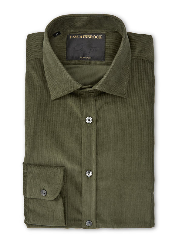 favourbrook Green Mersey Cord Burlington Shirt
