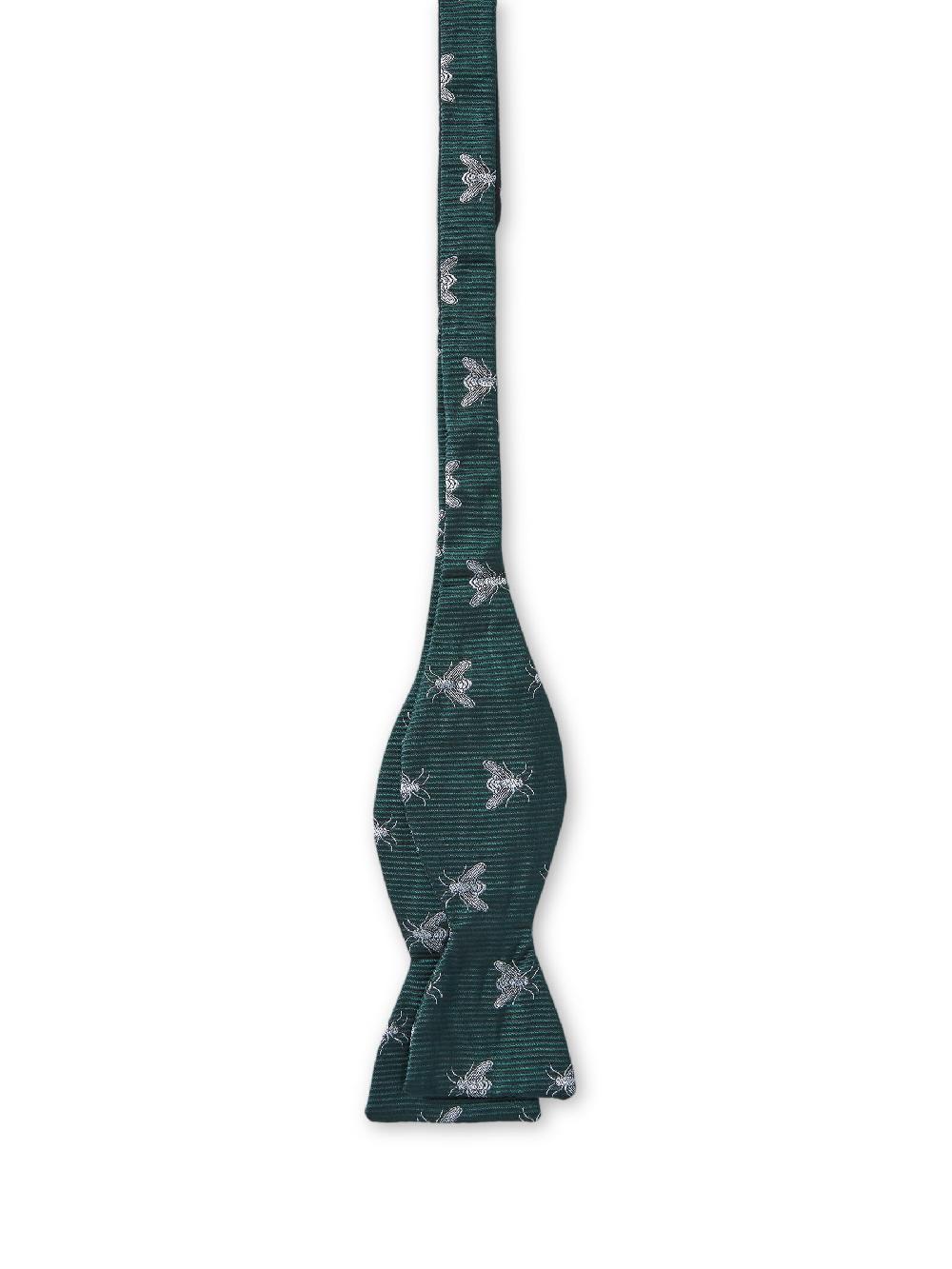 Favourbrook Green & Silver Silk Bees Bow Tie