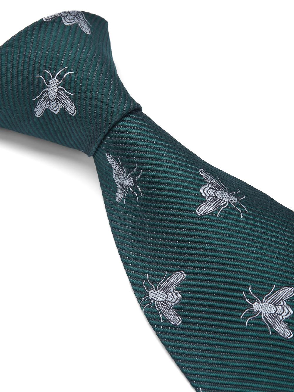 Favourbrook Green & Silver Silk Bees Tie