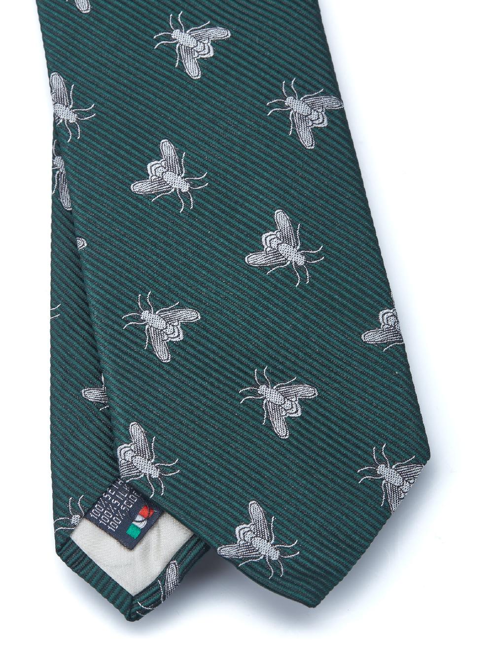 Favourbrook Green & Silver Silk Bees Tie