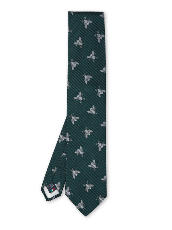 favourbrook Green & Silver Silk Bees Tie