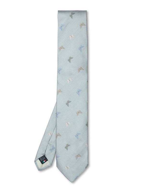favourbrook Grey Butterfly Silk Tie