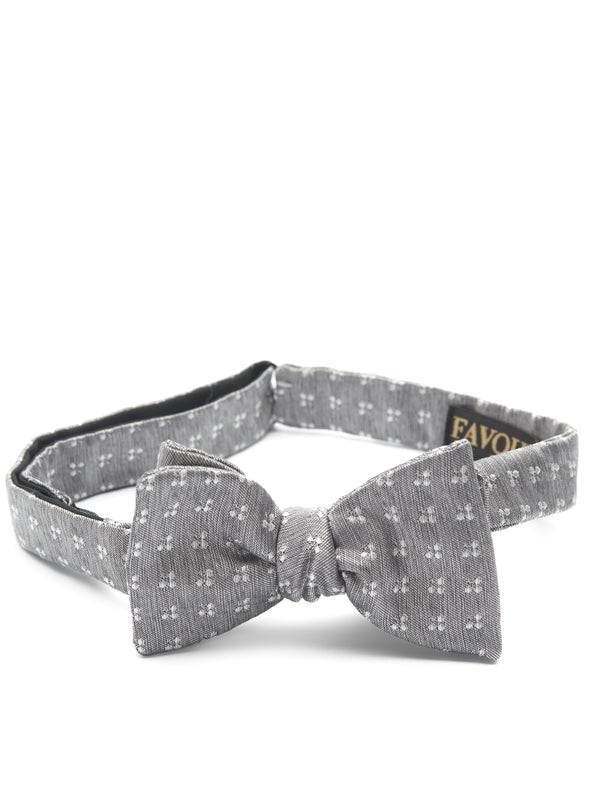 favourbrook Grey Pattern Silk Bow Tie