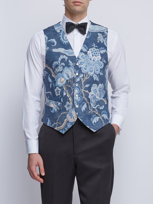 favourbrook Indigo Chifu Single Breasted Waistcoat