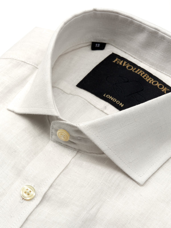 Favourbrook Ivory Colne Linen Cutaway Collar Shirt