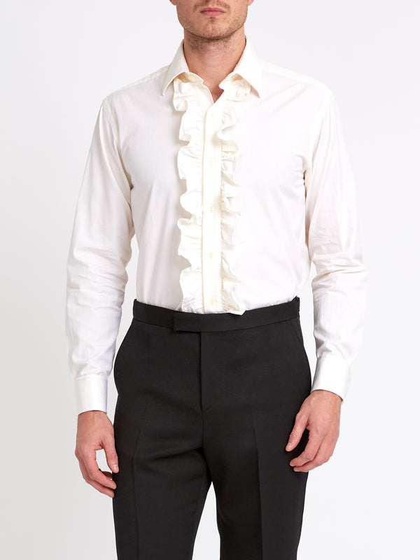 Favourbrook Ivory Poplin Cotton Large Frill Shirt
