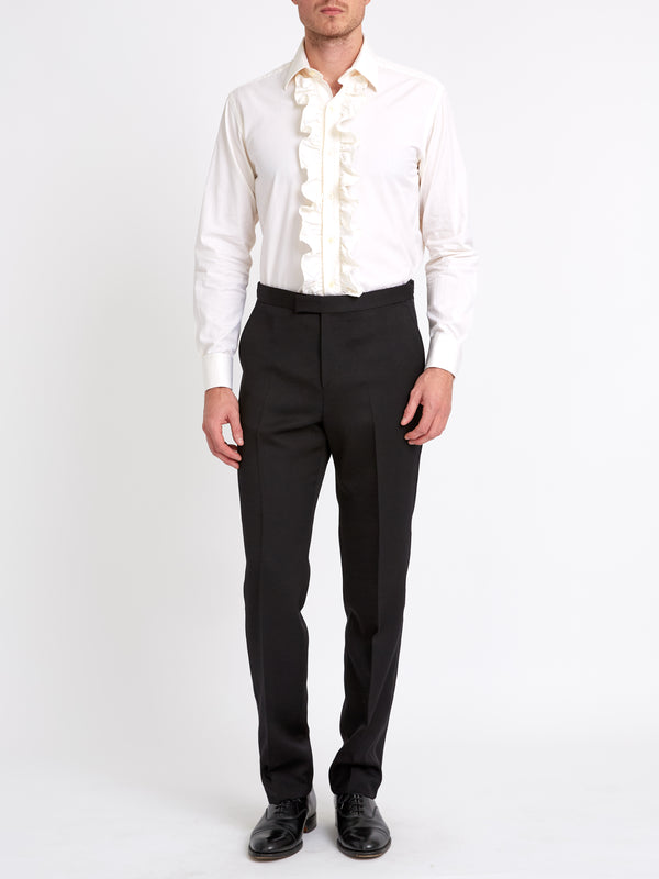 Favourbrook Ivory Poplin Cotton Large Frill Shirt