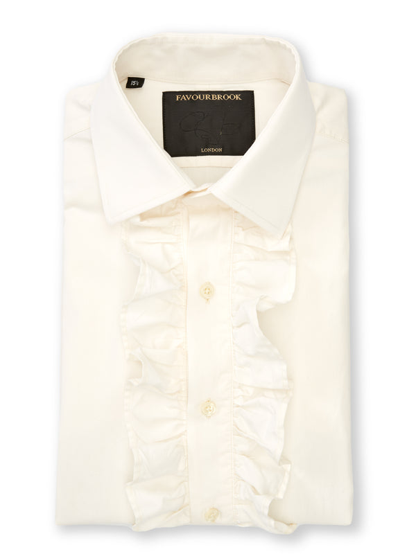 favourbrook Ivory Poplin Cotton Large Frill Shirt