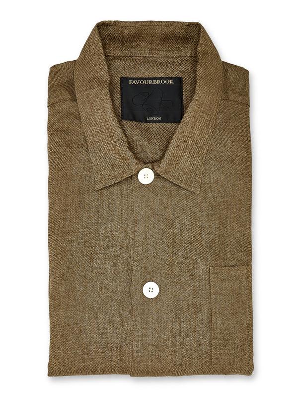 favourbrook Khaki Kirtling Linen Safari Shirt