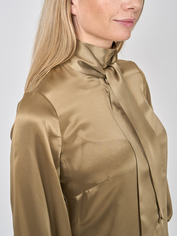 Favourbrook Megan Blouse Hay Gold Silk Crepe Satin