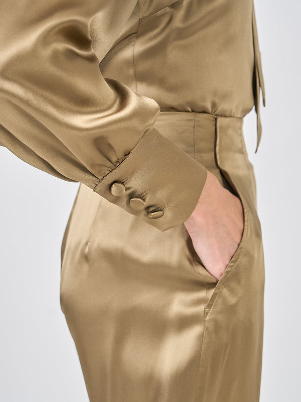 Favourbrook Megan Blouse Hay Gold Silk Crepe Satin