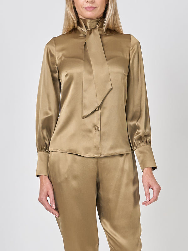 favourbrook Megan Blouse Hay Gold Silk Crepe Satin