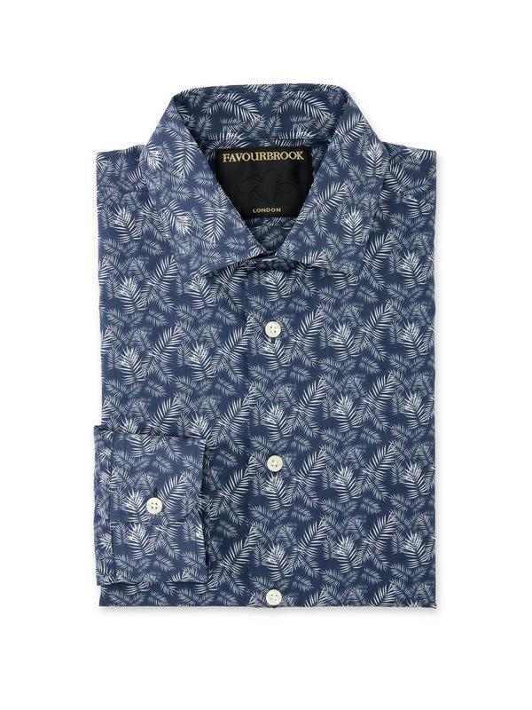 favourbrook Navy Fern Cotton Oratory Shirt