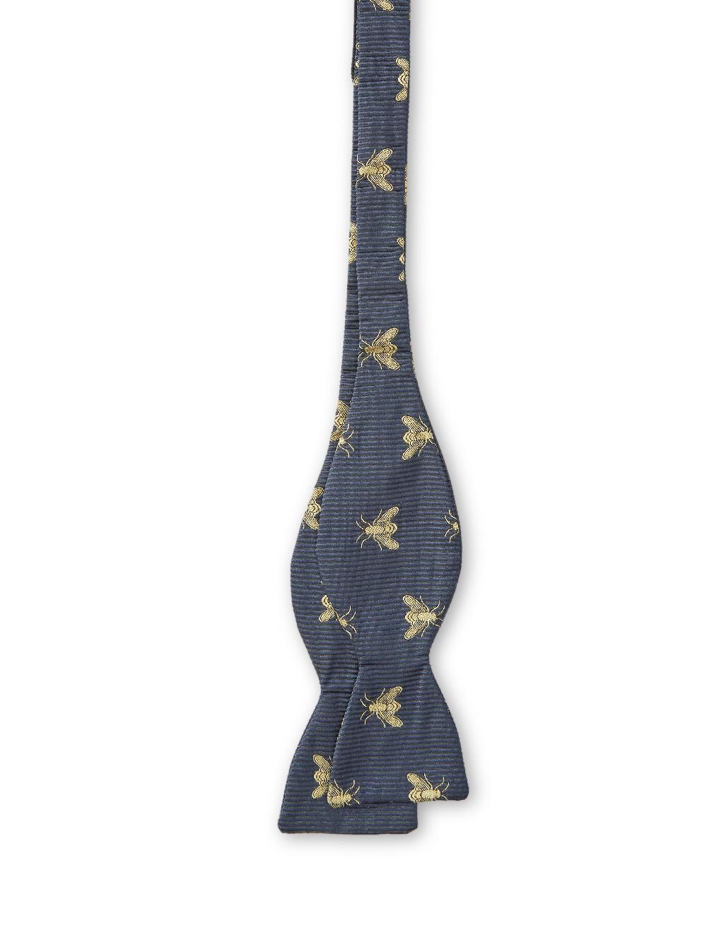 Favourbrook Navy Gold Bees Silk Bow Tie