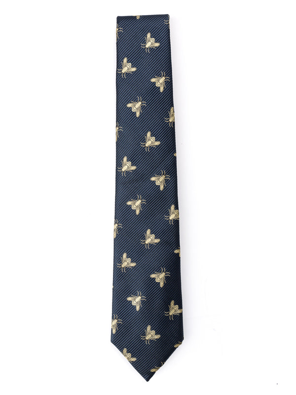 favourbrook Navy Gold Bees Silk Tie