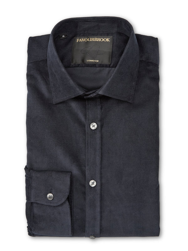favourbrook Navy Mersey Cord Burlington Shirt